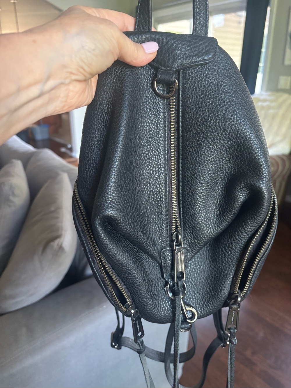 Rebecca Minkoff Black Pebbled Leather Backpack